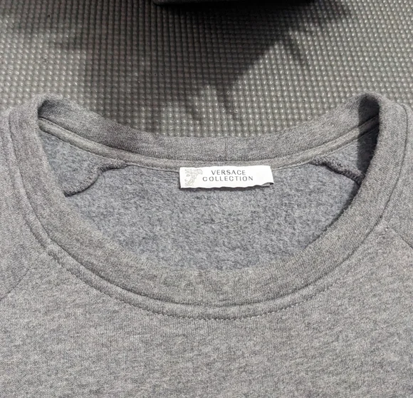 Versace Collection Gray Crewneck Sweatshirt with Black Graphic Logo - Picture 5 of 13
